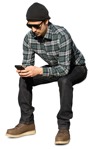 Man with a smartphone sitting person png (14570) | MrCutout.com - miniature