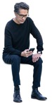 Man with a smartphone sitting person png (14867) | MrCutout.com - miniature