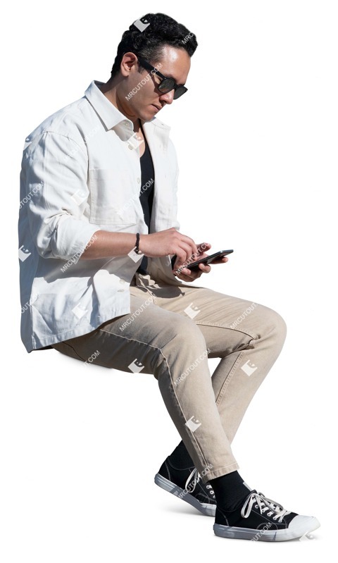 Man with a smartphone sitting png people (17558)