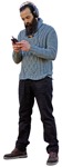 Man with a smartphone standing cut out people (2278) - miniature