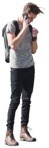 Man with a smartphone standing people cutouts (8585) - miniature