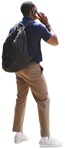 Man with a smartphone standing people cutouts (9344) - miniature