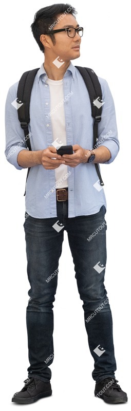 Man with a smartphone standing photoshop people (13442)