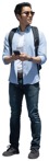 Man with a smartphone standing cut out pictures (12480) | MrCutout.com - miniature