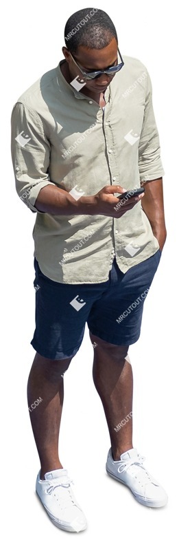 Man with a smartphone standing human png (13172)