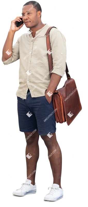 Man with a smartphone standing cut out pictures (15095)