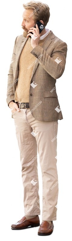 Man with a smartphone standing person png (14777)