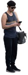 Man with a smartphone standing people png (14506) | MrCutout.com - miniature