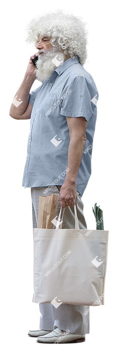 Man with a smartphone standing cut out people (14364)