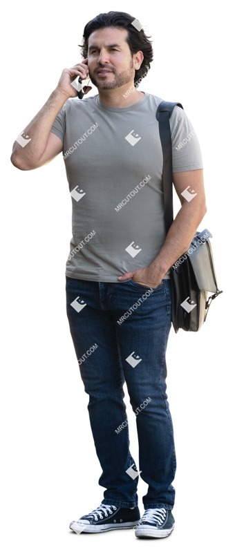 Man with a smartphone standing human png (15450)