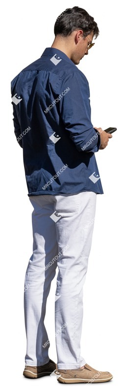 Man with a smartphone standing entourage people (17102)