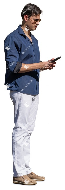 Man with a smartphone standing entourage people (17104)