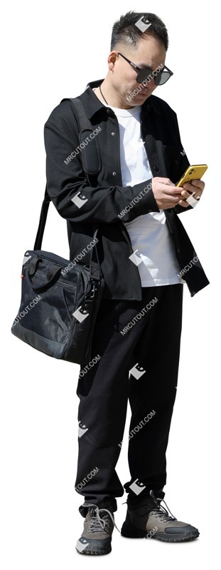 Man with a smartphone standing people png (18577)