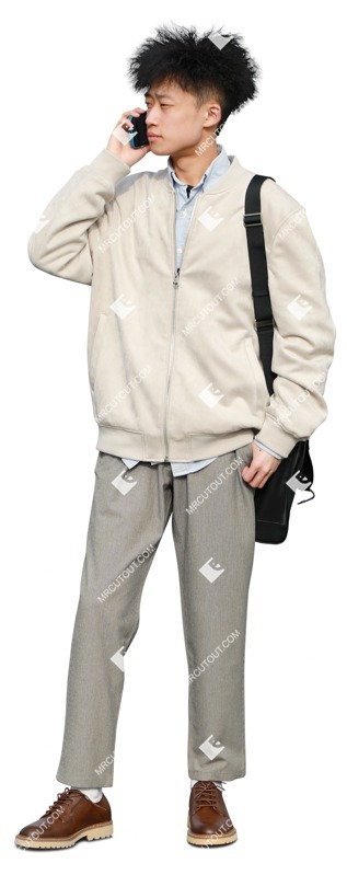 Man with a smartphone standing human png (17670)
