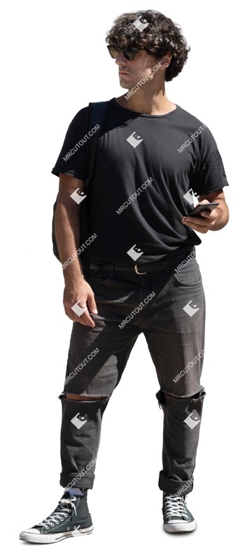 Man with a smartphone standing person png (18497)