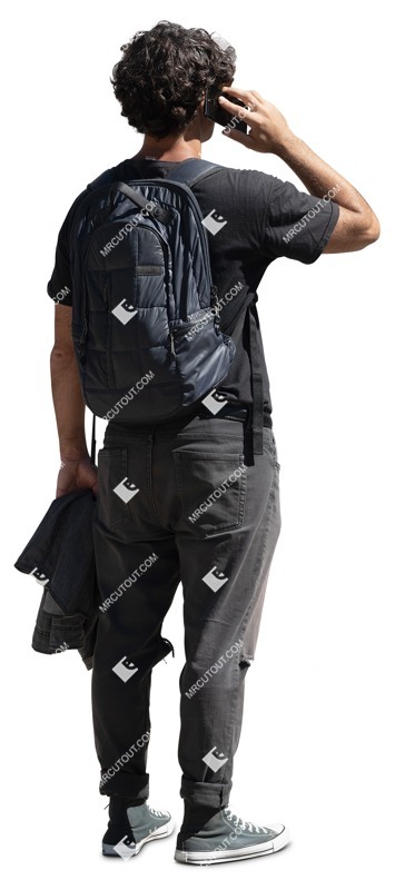 Man with a smartphone standing person png (18604)