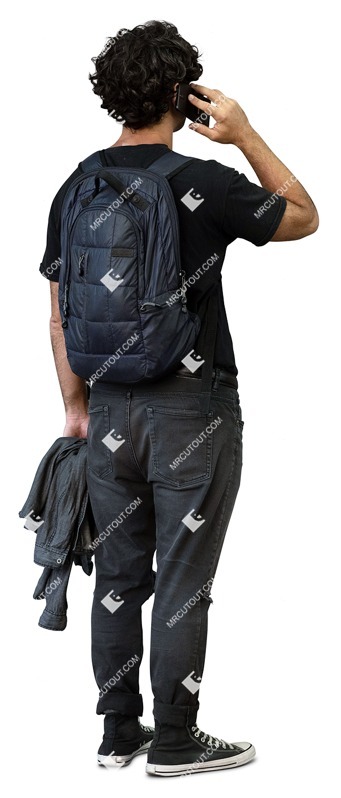 Man with a smartphone standing person png (18764)