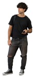 Man with a smartphone standing person png (18457) - miniature