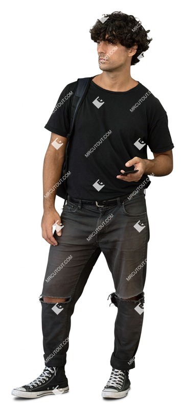 Man with a smartphone standing person png (18457)
