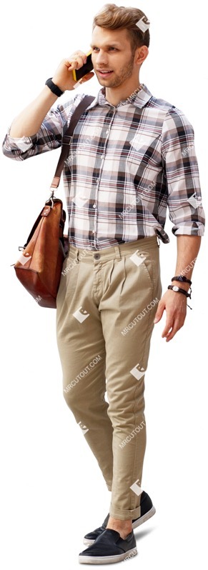 Man with a smartphone walking people png (5356)