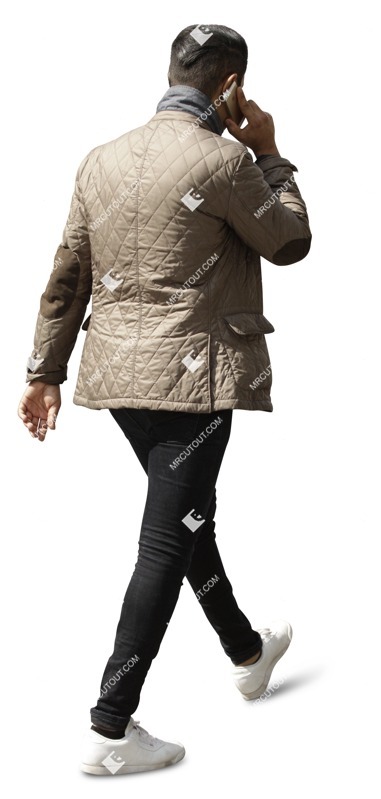 Man with a smartphone walking human png (1782)