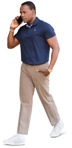 Man with a smartphone walking people png (9092) - miniature