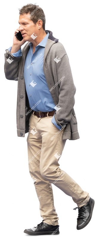 Man with a smartphone walking people png (12563)