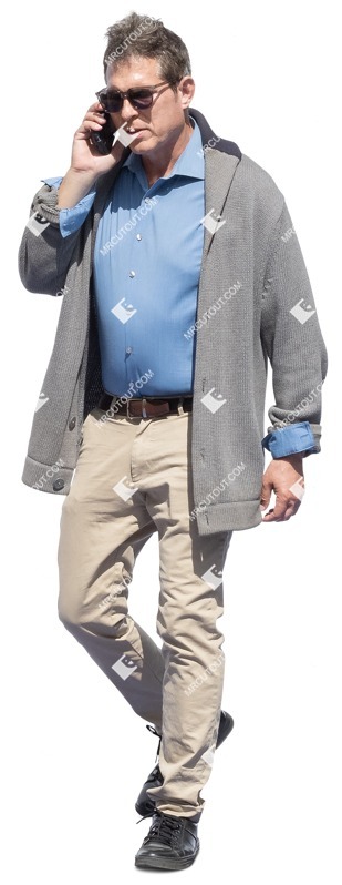 Man with a smartphone walking people png (12555)
