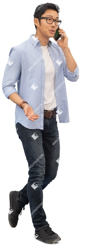 Man with a smartphone walking people png (13273)