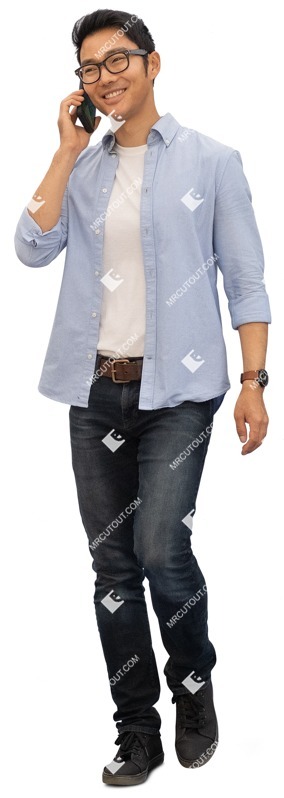Man with a smartphone walking people png (13274)