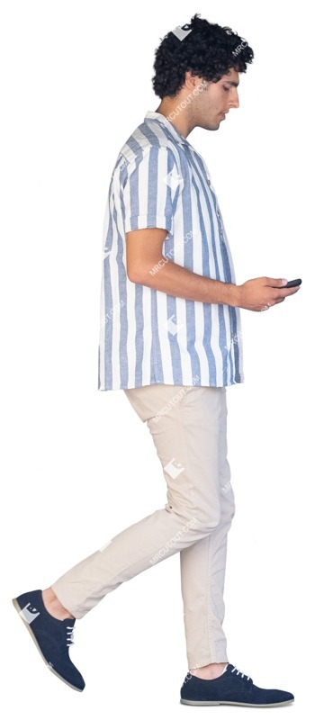 Man with a smartphone walking people png (13076)