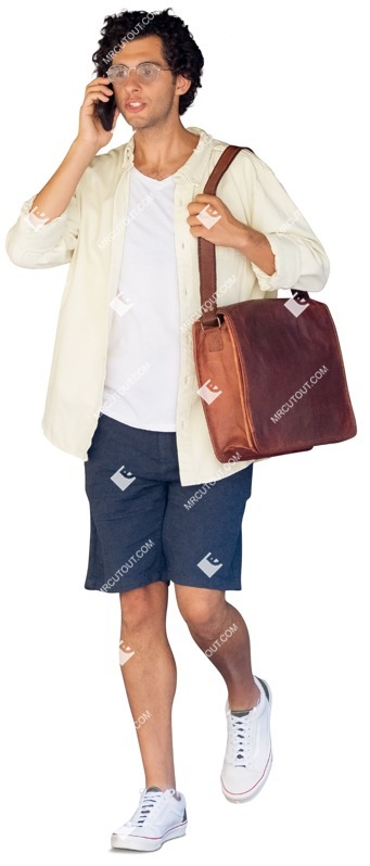 Man with a smartphone walking people png (14203)