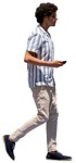 Man with a smartphone walking people png (13221) - miniature