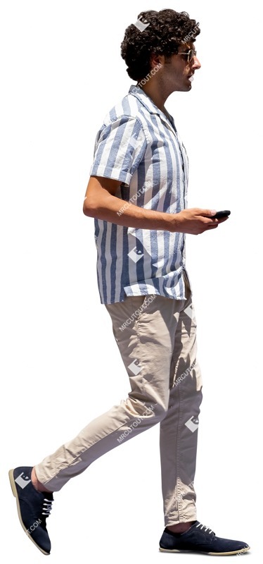 Man with a smartphone walking people png (14118)