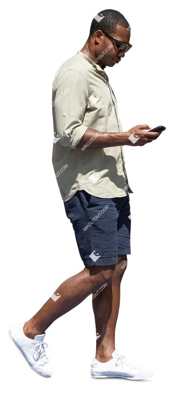 Man with a smartphone walking png people (12943)