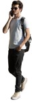 Man with a smartphone walking people png (14305) - miniature