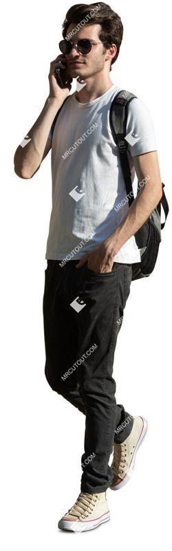 Man with a smartphone walking people png (12216)