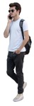Man with a smartphone walking people png (14312) | MrCutout.com - miniature