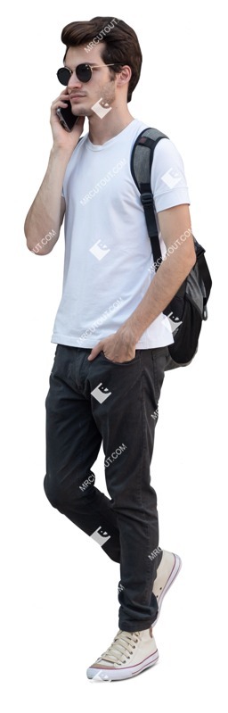 Man with a smartphone walking people png (12209)