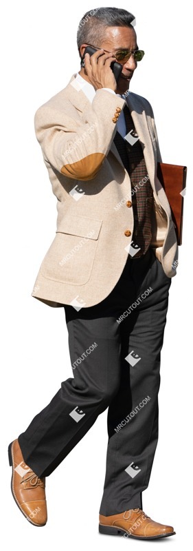 Man with a smartphone walking people png (15298)