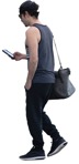 Man with a smartphone walking photoshop people (14498) | MrCutout.com - miniature