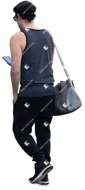 Man with a smartphone walking people png (14726)