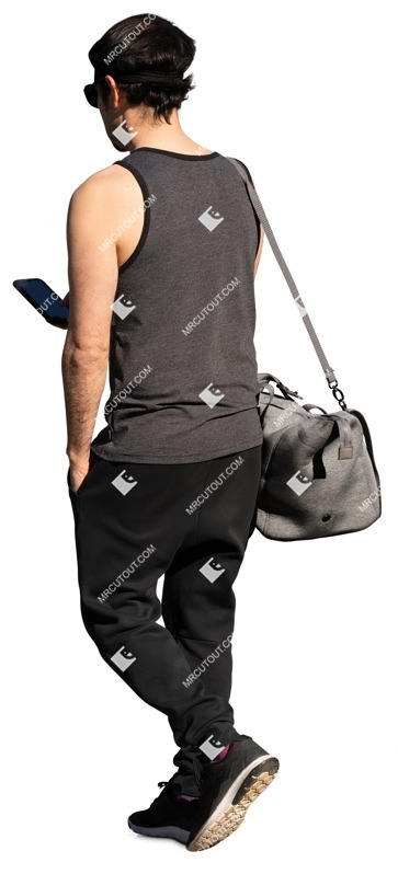 Man with a smartphone walking people png (14562)