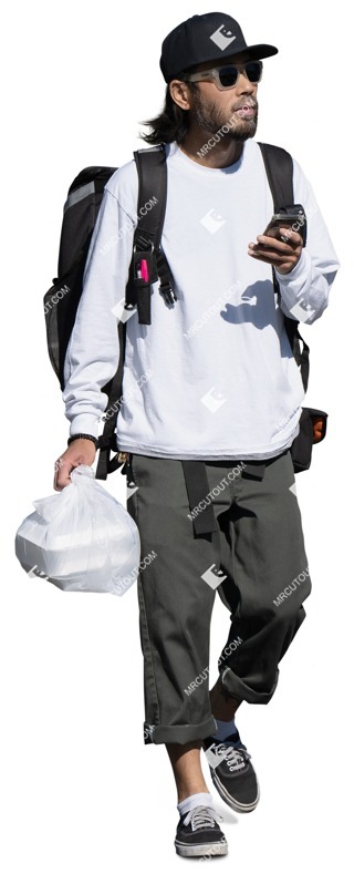 Man with a smartphone walking people png (14751)