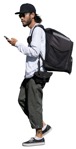 Man with a smartphone walking people png (14702) - miniature