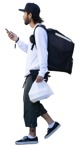 Man with a smartphone walking people png (14713) - miniature