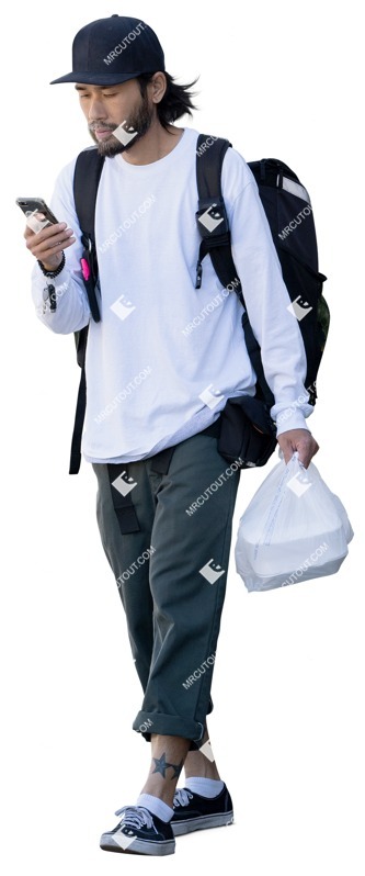 Man with a smartphone walking people png (14606)