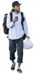 Man with a smartphone walking people png (14715) - miniature