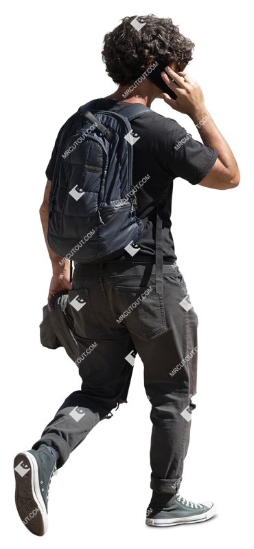 Man with a smartphone walking person png (14599)
