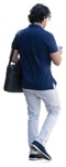 Man with a smartphone walking people png (15405) - miniature